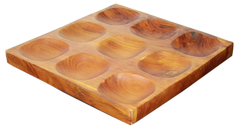 Mahogany Sorting Tray - 9 Compartments