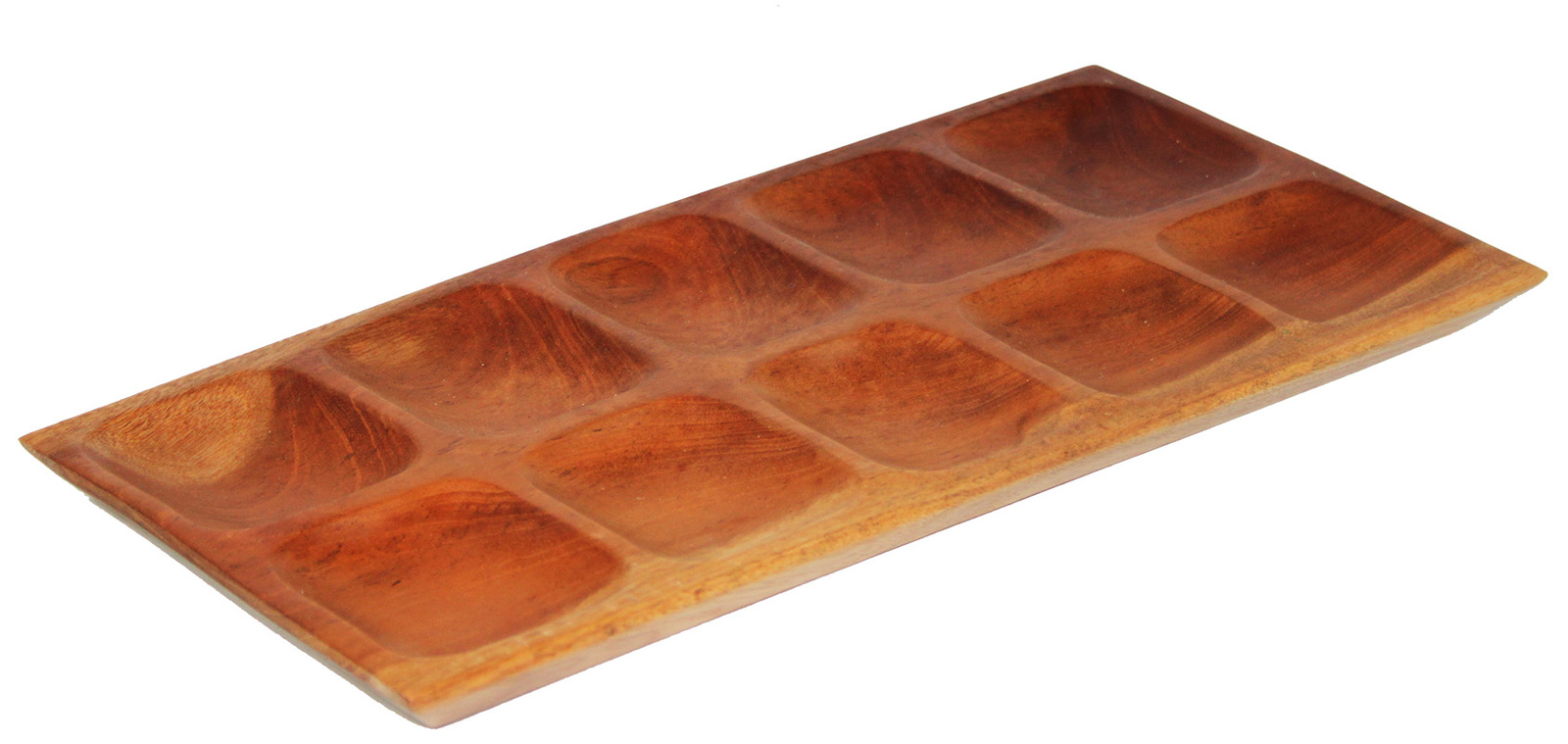 Mahogany Sorting Tray - 10 Compartments