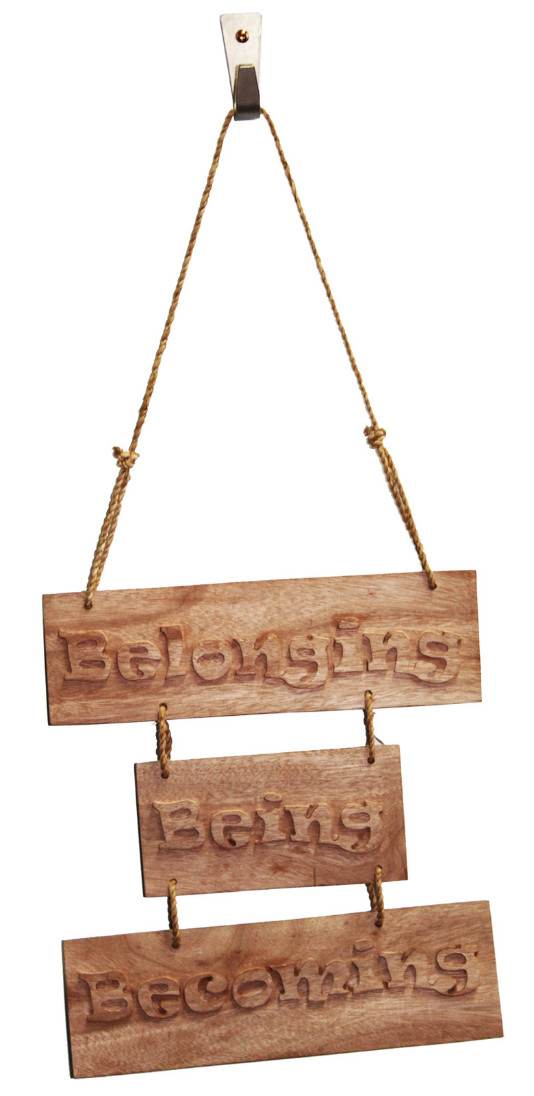 Hand Carved Wooden Signs - Being, Belonging, Becoming