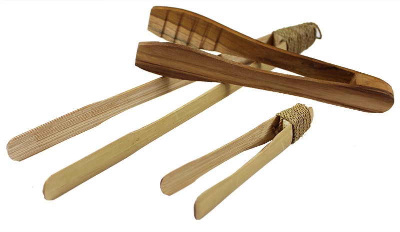 Bamboo & Wooden Tongs - 3pcs