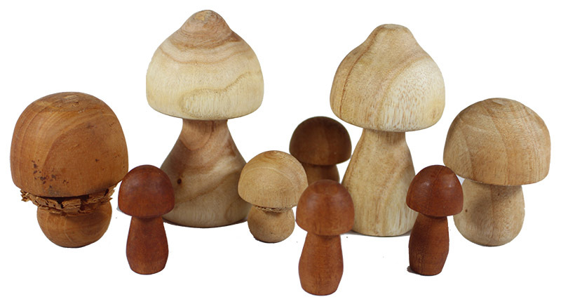 Wooden Mushroom Set - Assorted 9pcs