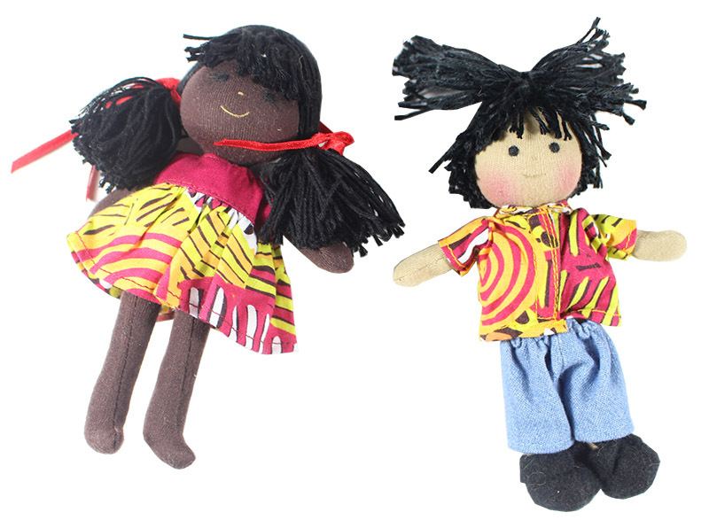 Indigenous Boy & Girl Mini Dolls 16cm - Set of 2 Bush Melon Design