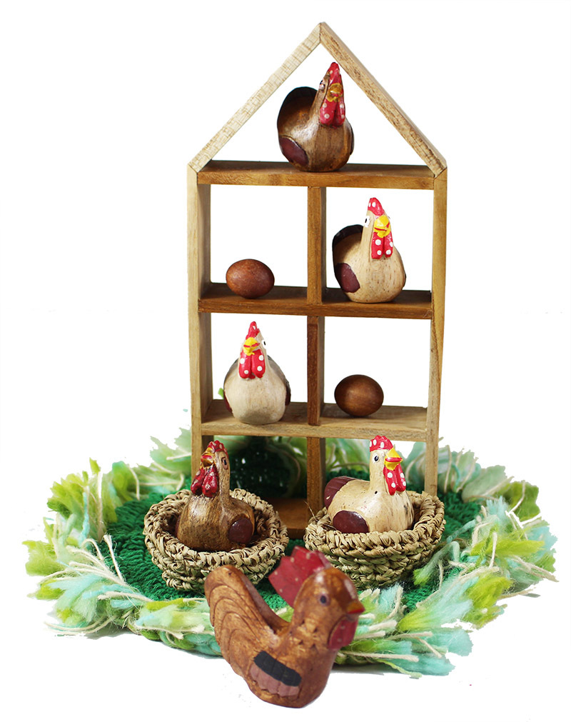 Wooden Chicken House & Crochet Nesting Set - 12pcs