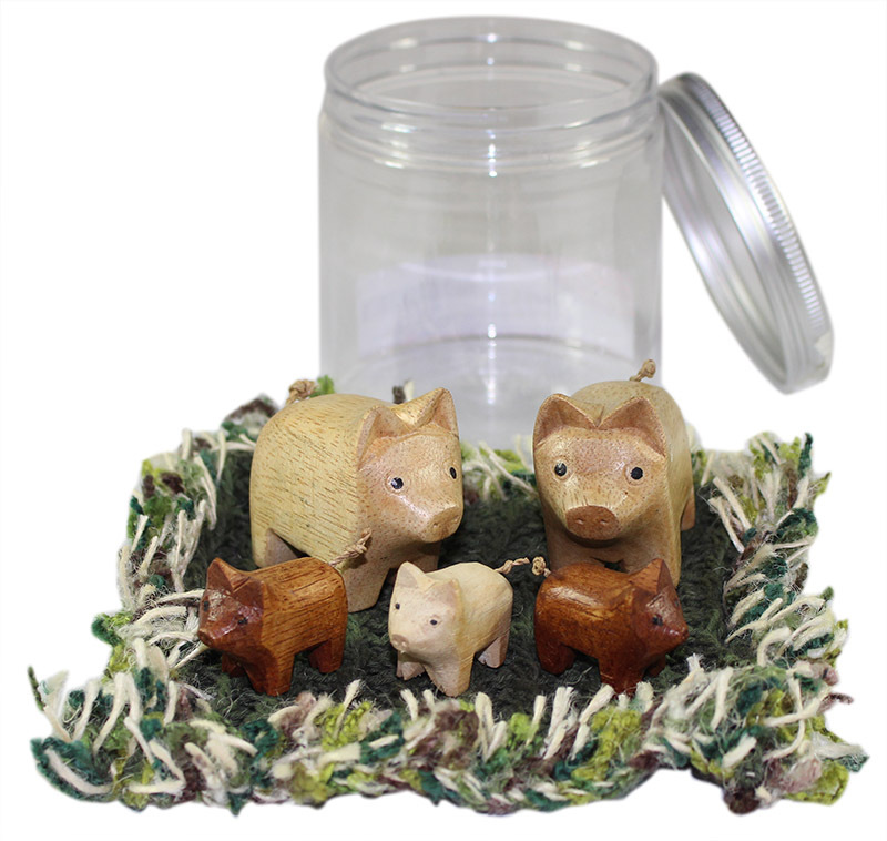 Pig Family Play Set - In Portable Play Jar 6pcs