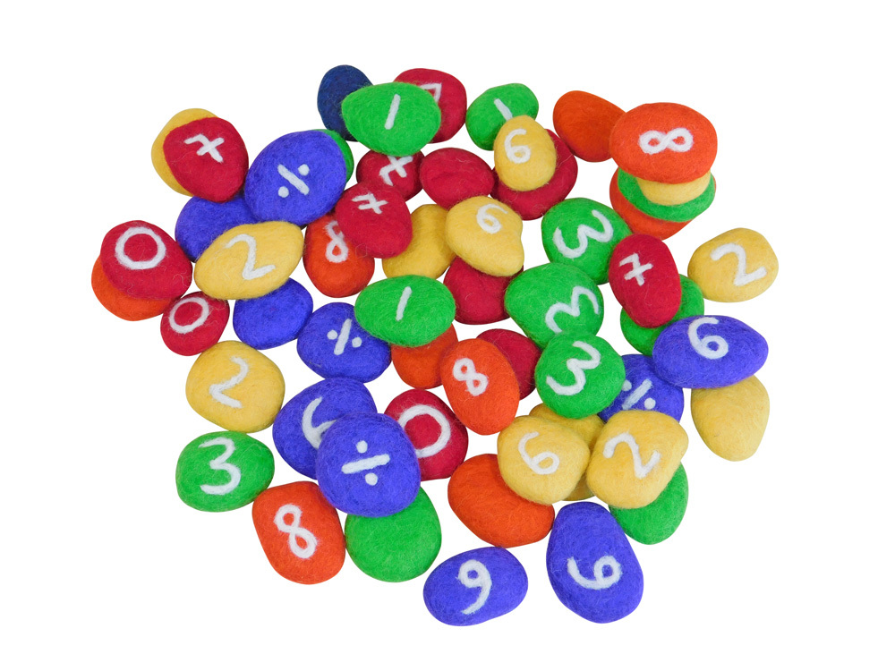 Rainbow Open Ended Pebble Set - Numbers 58pcs