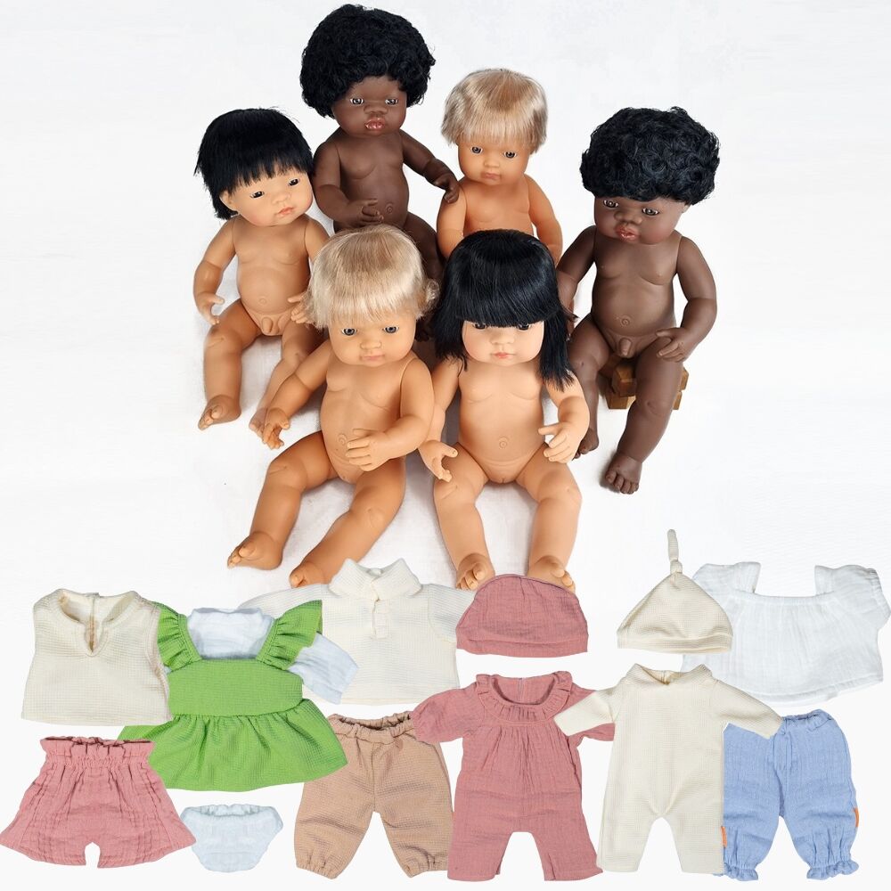 Baby Dolls & Clothes 38cm - Set of 6 (3 Boys & 3 Girls)
