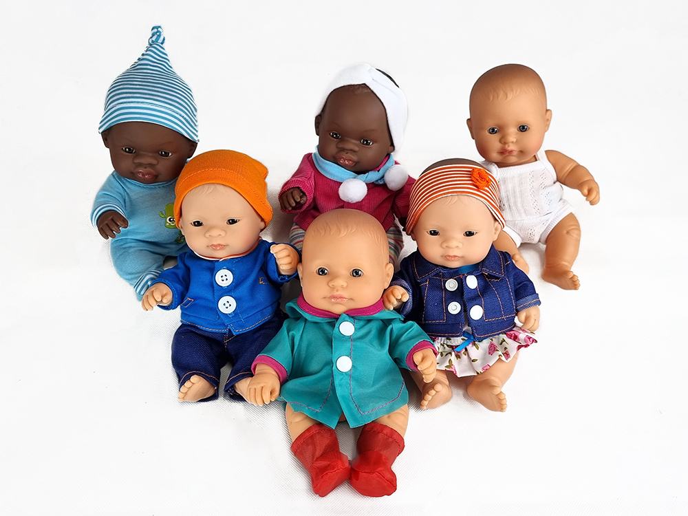 Baby Dolls & Clothes 21cm - Set of 6 (3 Boys & 3 Girls)