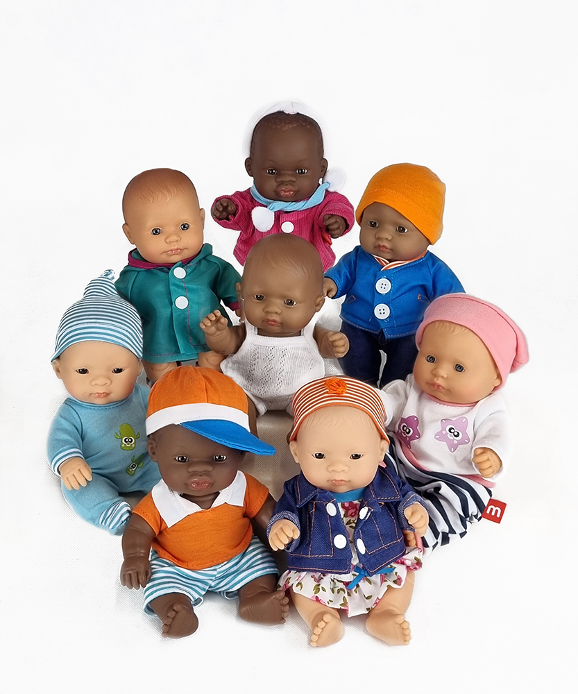 Baby Dolls & Clothes 21cm - Set of 8 (4 Boys & 4 Girls)