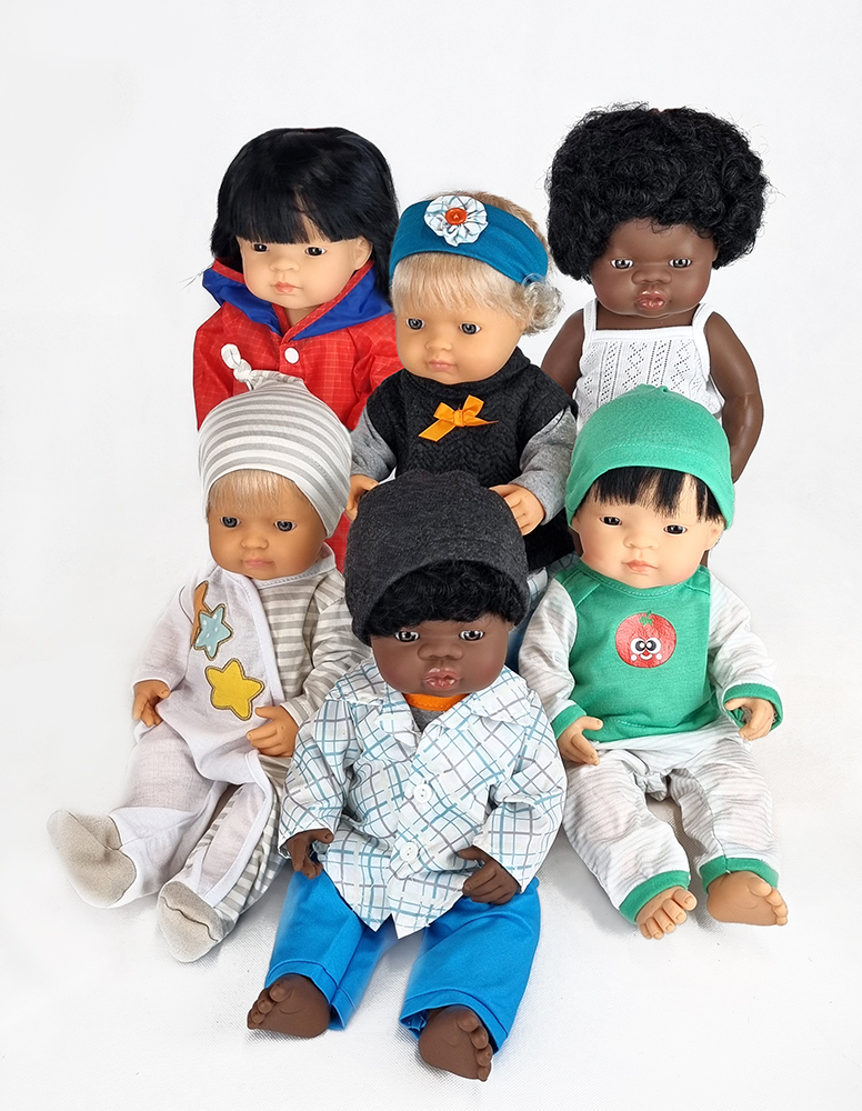 Baby Dolls & Clothes 38cm - Set of 6 (3 Boys & 3 Girls)