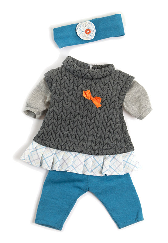 Doll Clothes for 38cm Doll - Grey Spring Set