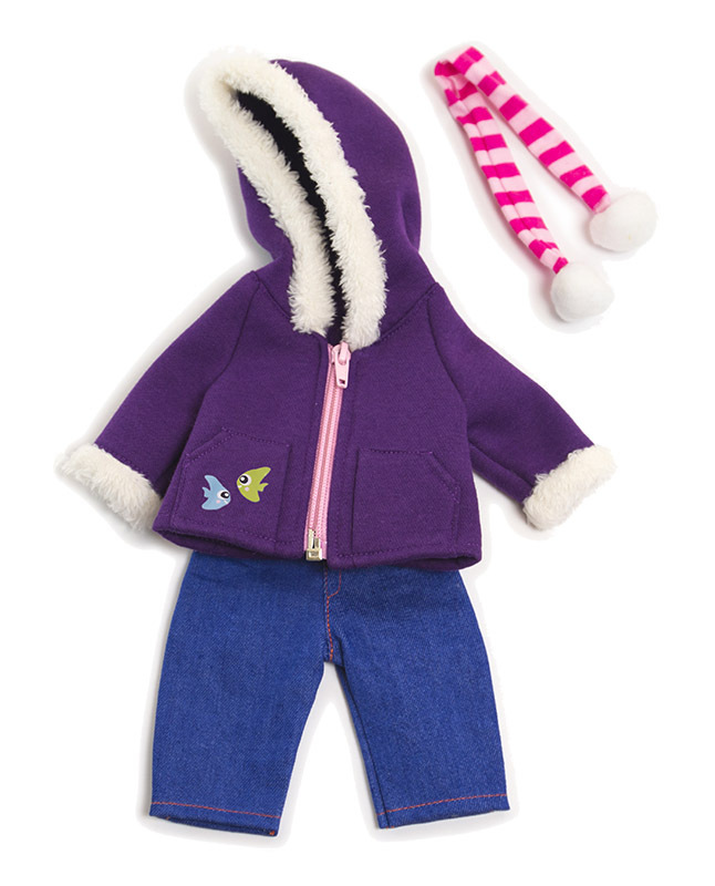 Doll Clothes for 32cm Doll - Purple Fleece Winter Set
