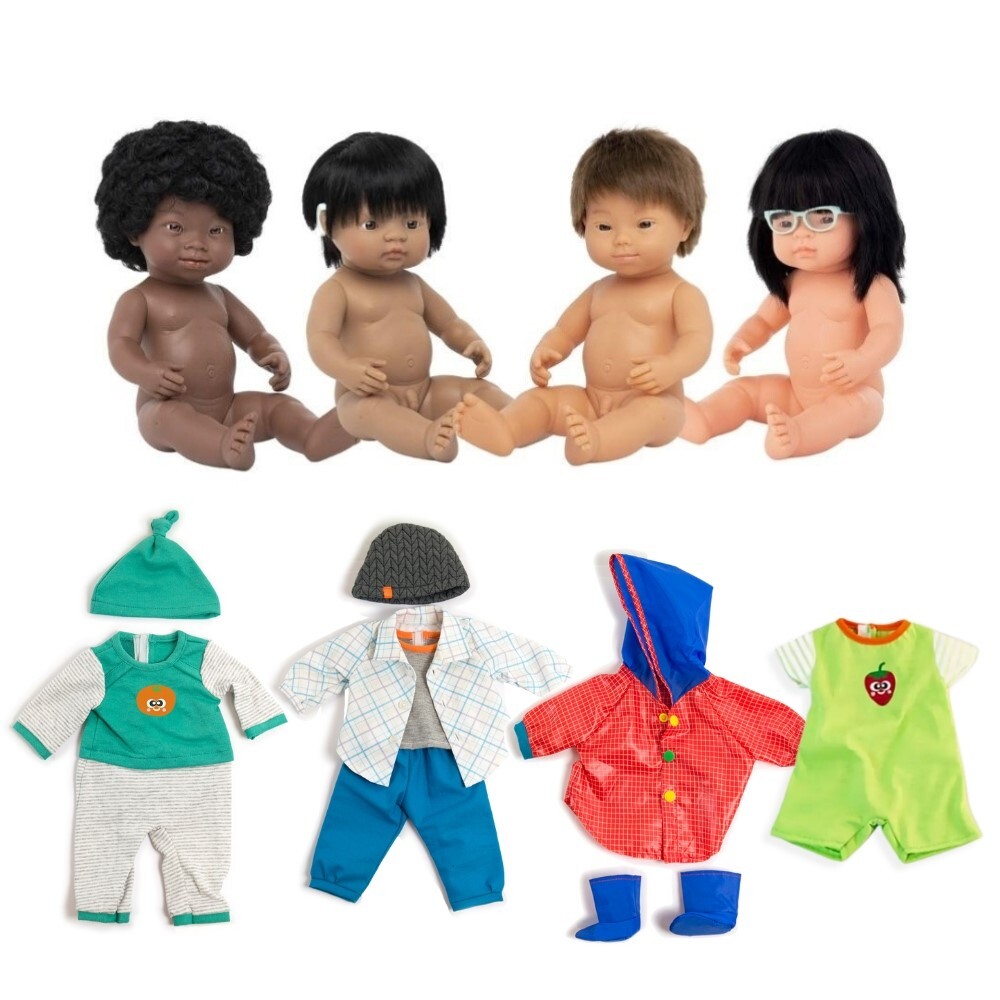 Baby Dolls With Clothes 38cm - Inclusive Set of 6