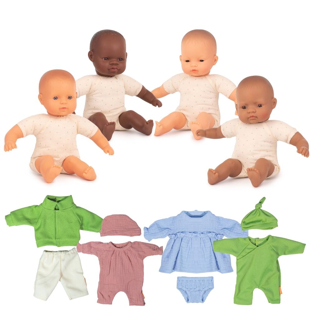 Soft Body Dolls & Clothes 32cm - Set of 4 Multicultural