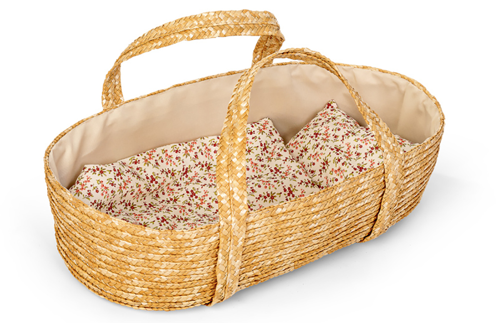 Woven Moses Basket With Bedding - 38cm