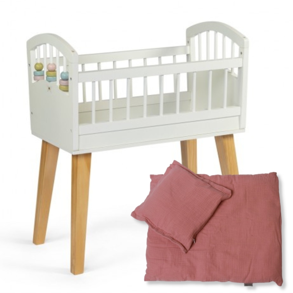 *Wooden Doll Bed with Bedding
