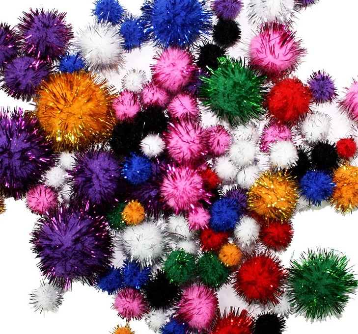 Pom Poms 100pk - Assorted Glitter Colours