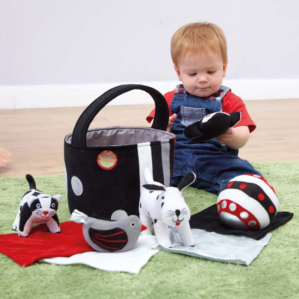 Black & White Soft Baby Resources with Basket