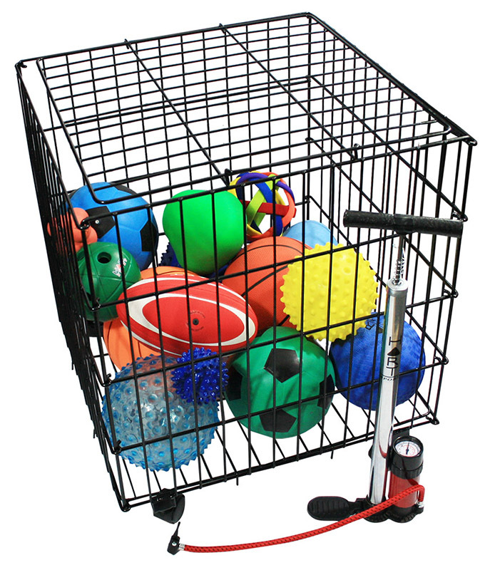 Ball Storage Cage - with 16 Assorted Balls & Pump