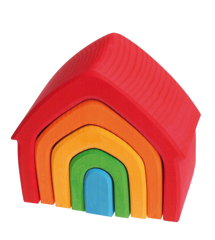 Grimm's Stacking House - Rainbow Coloured 5pcs