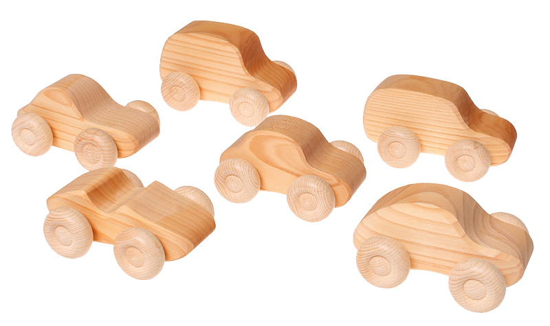 Grimm's Small Cars - Natural 6pcs