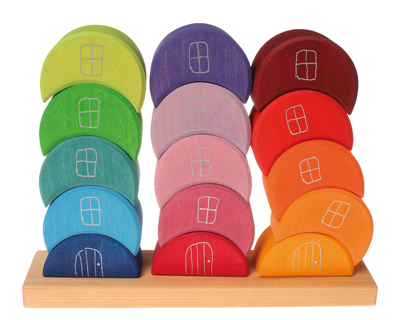 Grimm's Stacking Moon Houses - Coloured 15pcs
