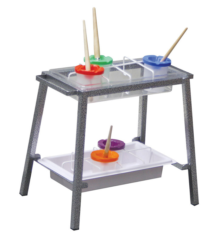 Bellbird Paint Pot Stand Set - With Double Tray Light Aztec Silver
