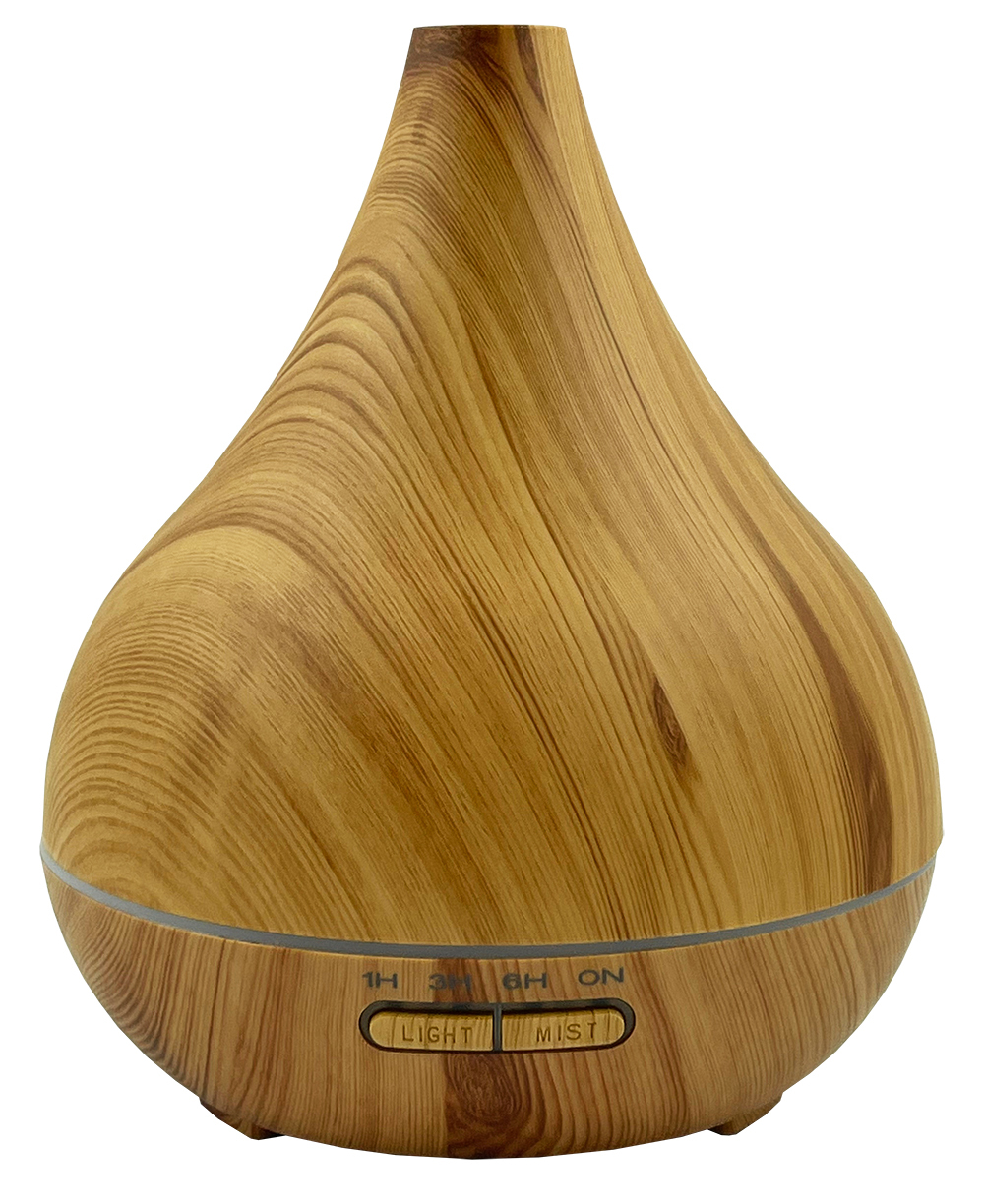 LED Aroma Diffuser & Humidifier - Wood Look Finish Ultrasonic Teardrop