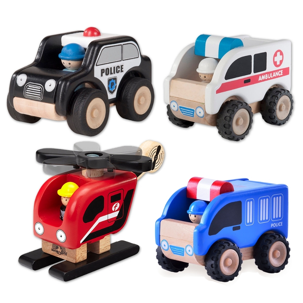 *Wonderworld Mini Emergency Services Vehicles - Set of 4