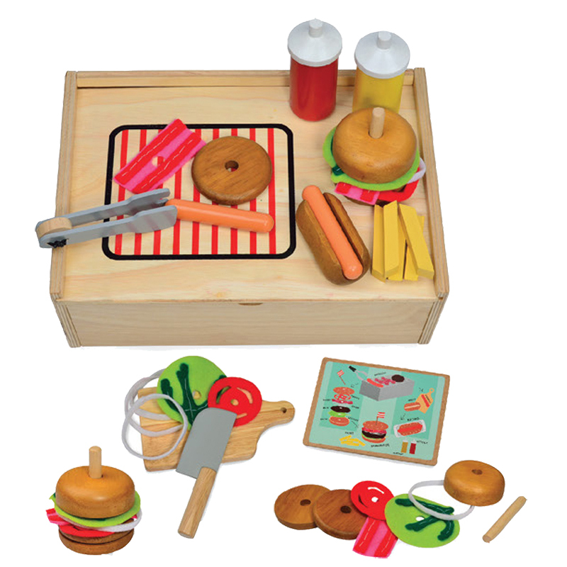 Blue Ribbon Wooden International Food Set - American
