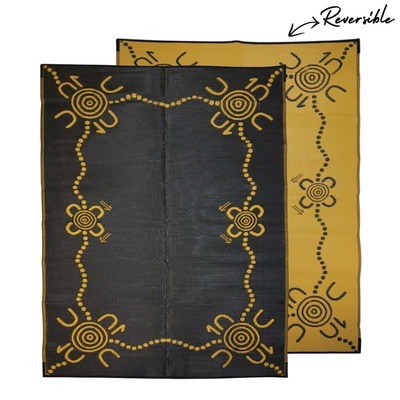 Recycled Medium Mat Aboriginal Design - "Tracks" Yellow/Black
