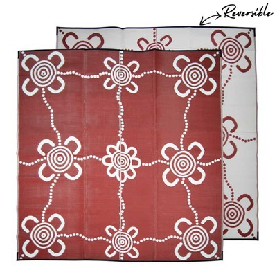 Recycled Large Mat Aboriginal Design - "Journeys" Red/Cream