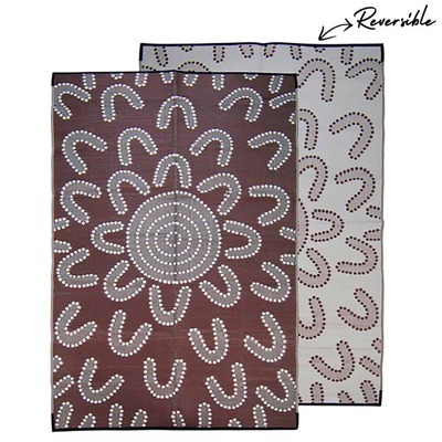 Recycled Medium Mat Aboriginal Design - "Meeting Place" Brown/White