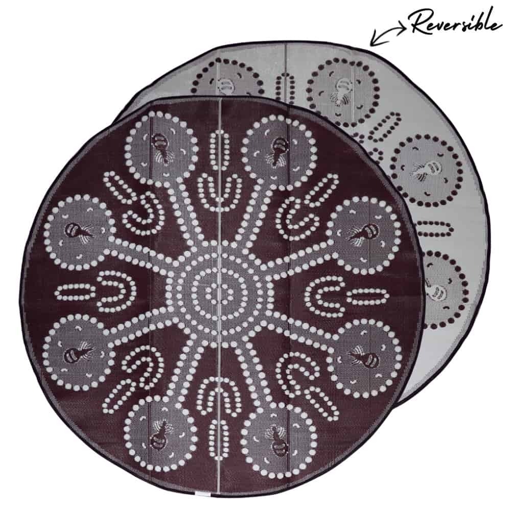 Recycled Large Mat Aboriginal Design - "Honey Ants" Brown/Black/White