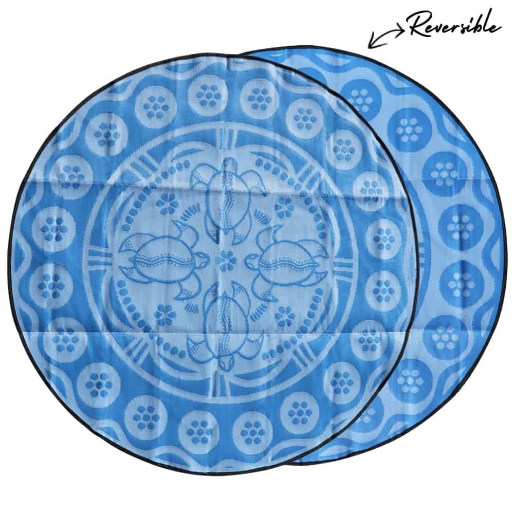 Recycled Large Mat Aboriginal Design - "Turtle Season" Blue/White