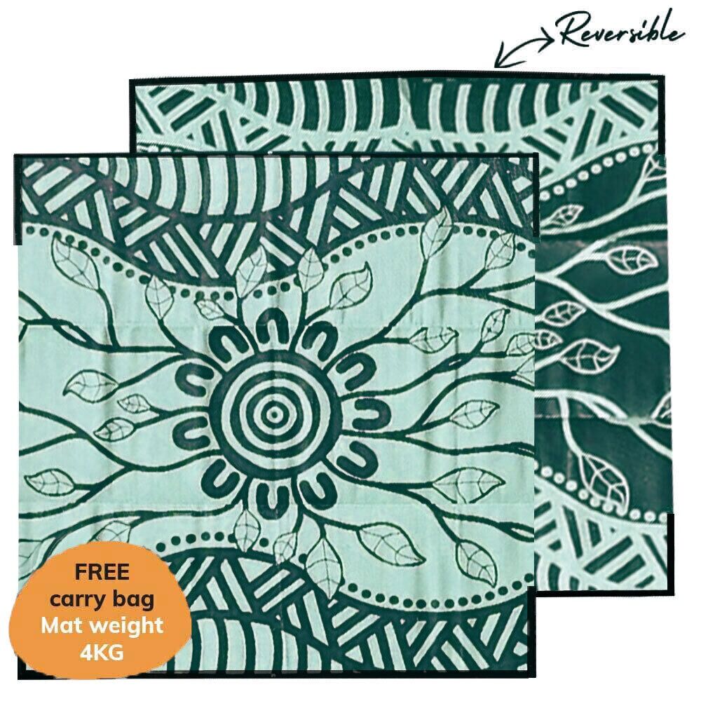 Recycled X Large Mat Aboriginal Design - "Growth" Green