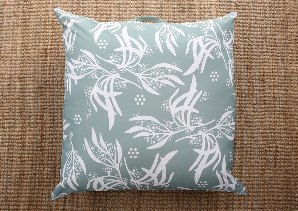 Indigenous Designed Outdoor Cushion with Insert - Green Wattle 1x1m
