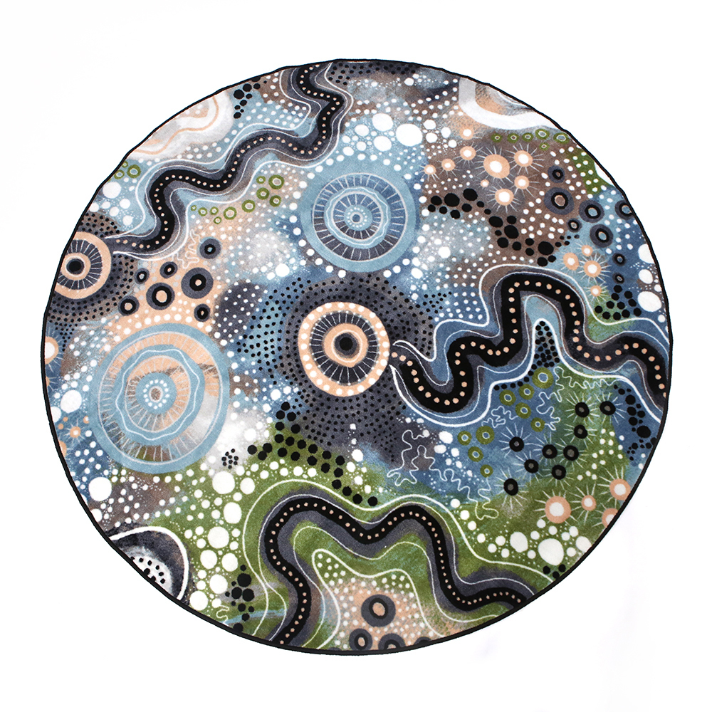Indigenous Designed Round Rug - 'Connecting With Country' 2m