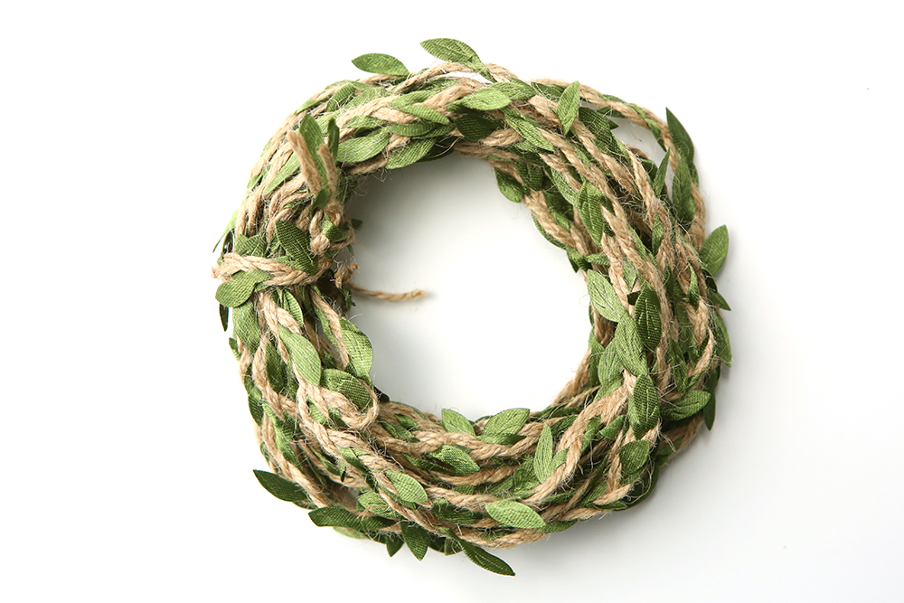 *Jute Braid With Green Leaf String - 5m