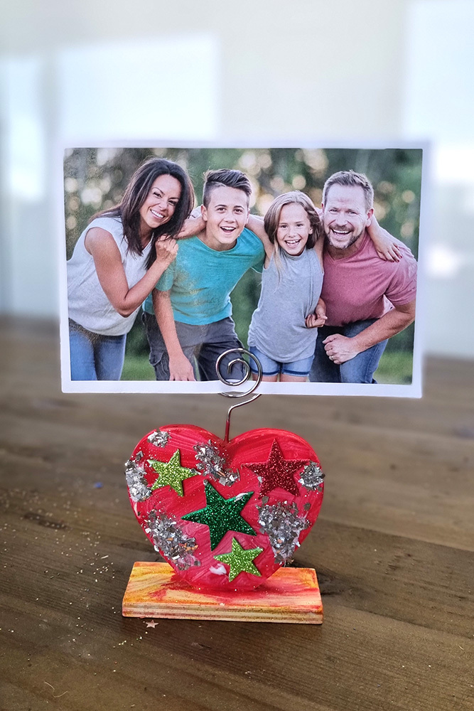 Wooden Stand With Photo Holder - Heart
