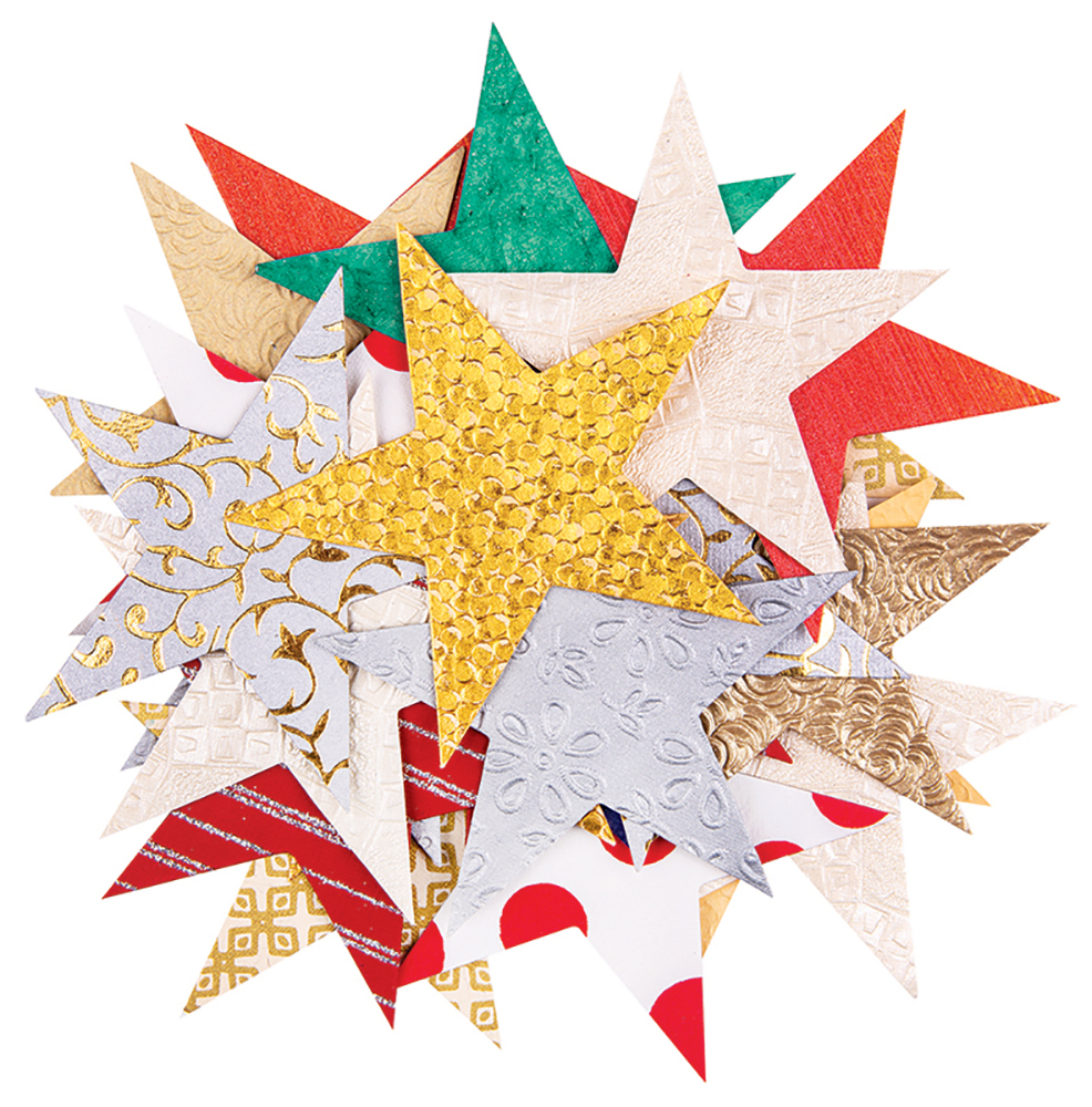 >Handmade Paper Stars Xmas Colours 100s
