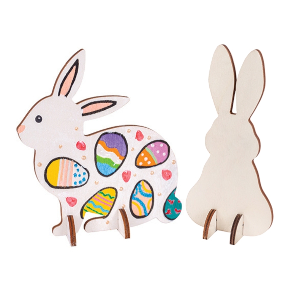 >Wooden Standing Bunny - Assorted 10pk
