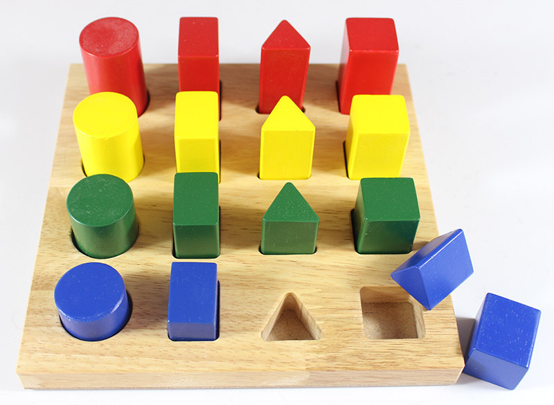 Wooden Shape & Size Board - 19 x 19 x 6cm 17pcs