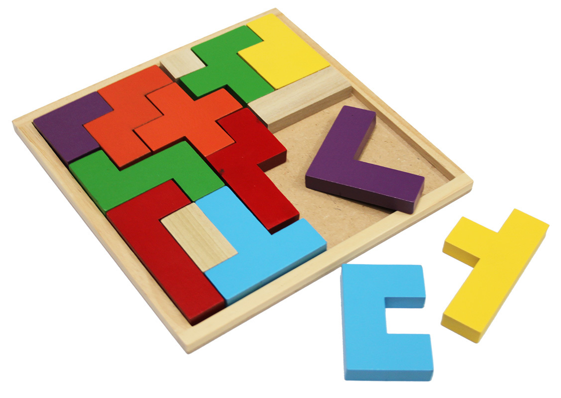 Wooden Tetris Block Puzzle - 15pcs