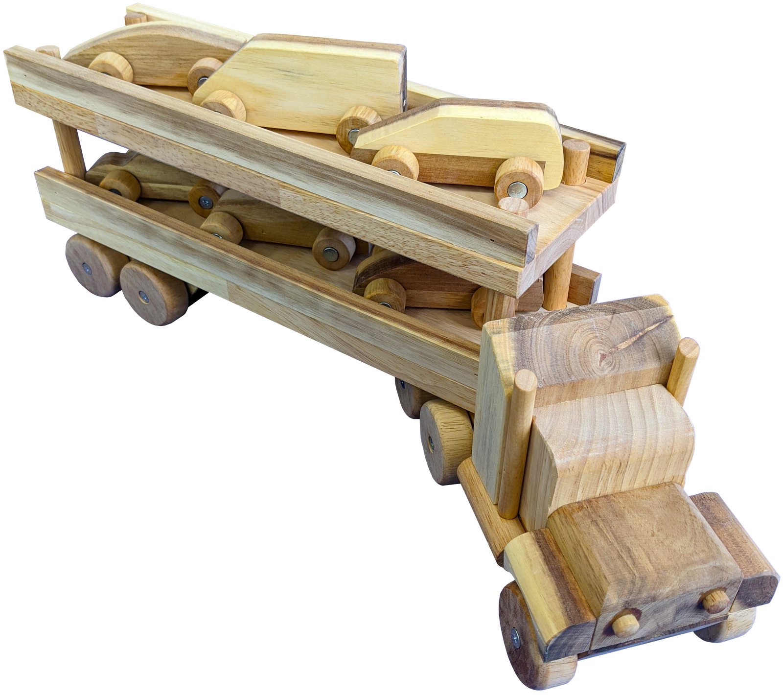 Natural Wooden Car Transporter Truck - 57cm