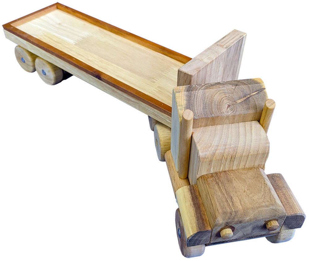 Natural Wooden Flat Bed Truck - 57cm