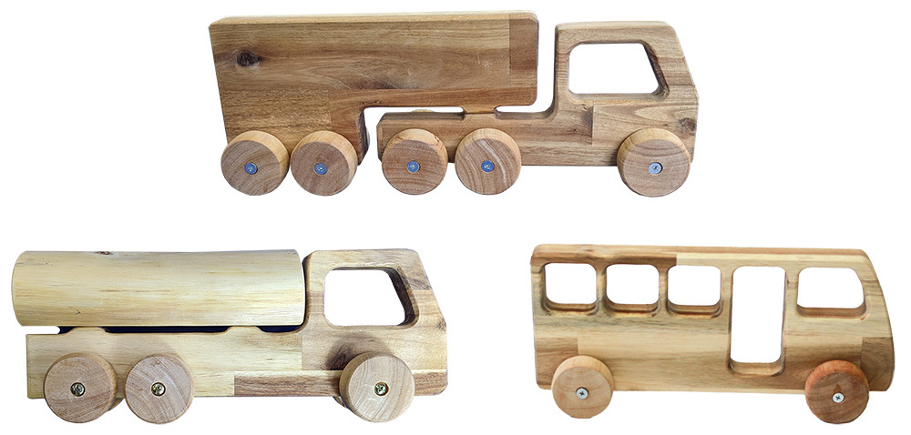 Natural Wooden Simple Vehicles - Set of 3