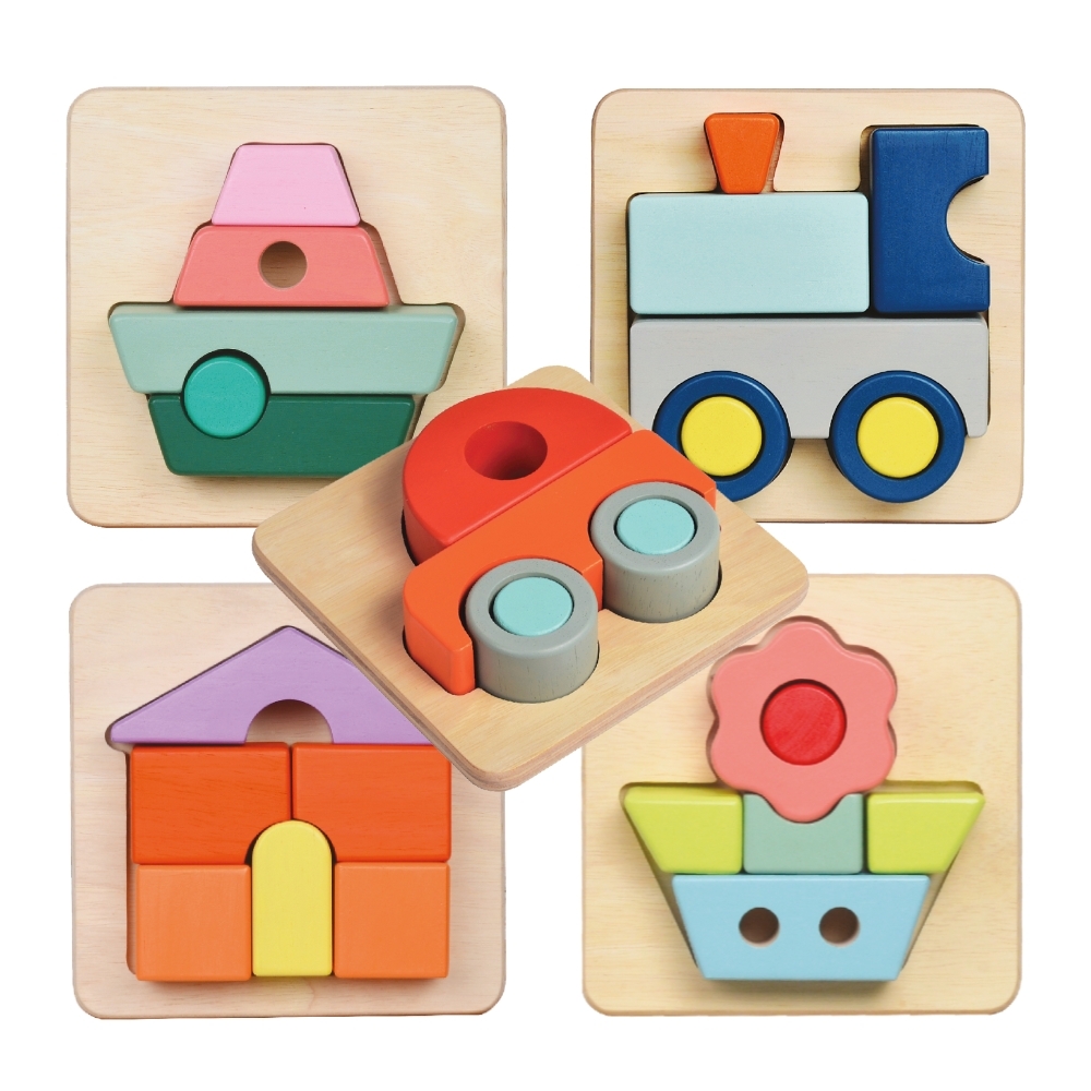 Blue Ribbon Chunky Pastel 3D Tray Puzzle - Set of 5