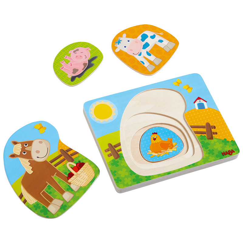 *Haba Wooden Layer Puzzle - Fun On The Farm 4pcs