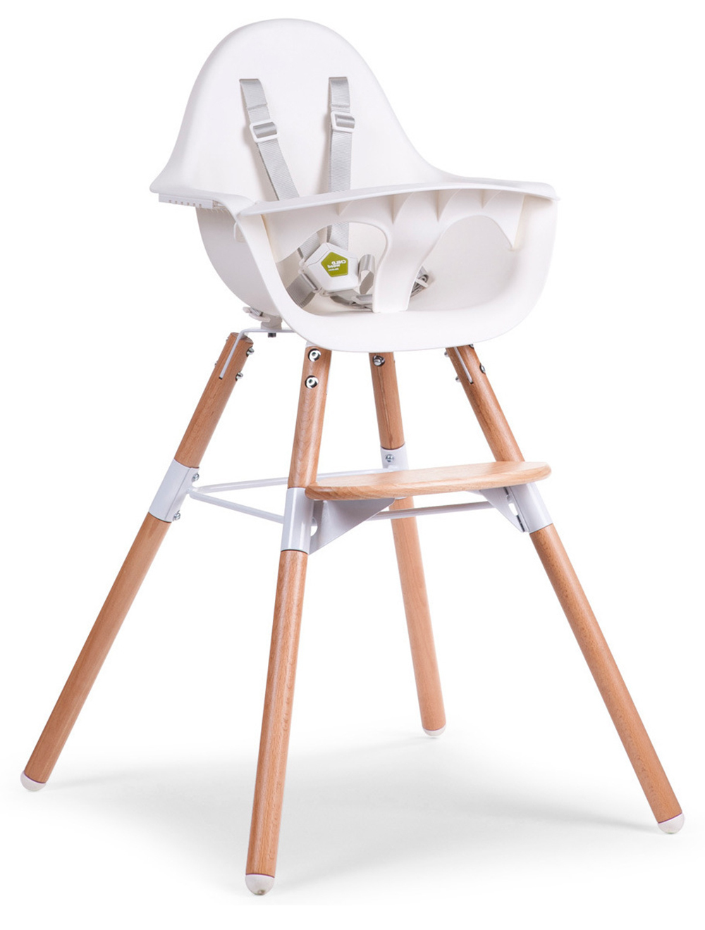 Evolu 2 High & Low Feeding Chair - Natural & White (Without ABS Tray)