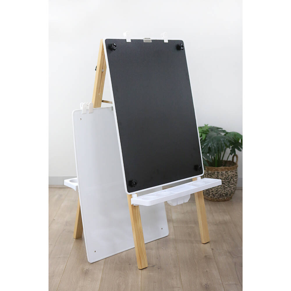 MYO Easel - Wooden Frame with 2x 2-Sided Boards (Magnetic White/Chalk)